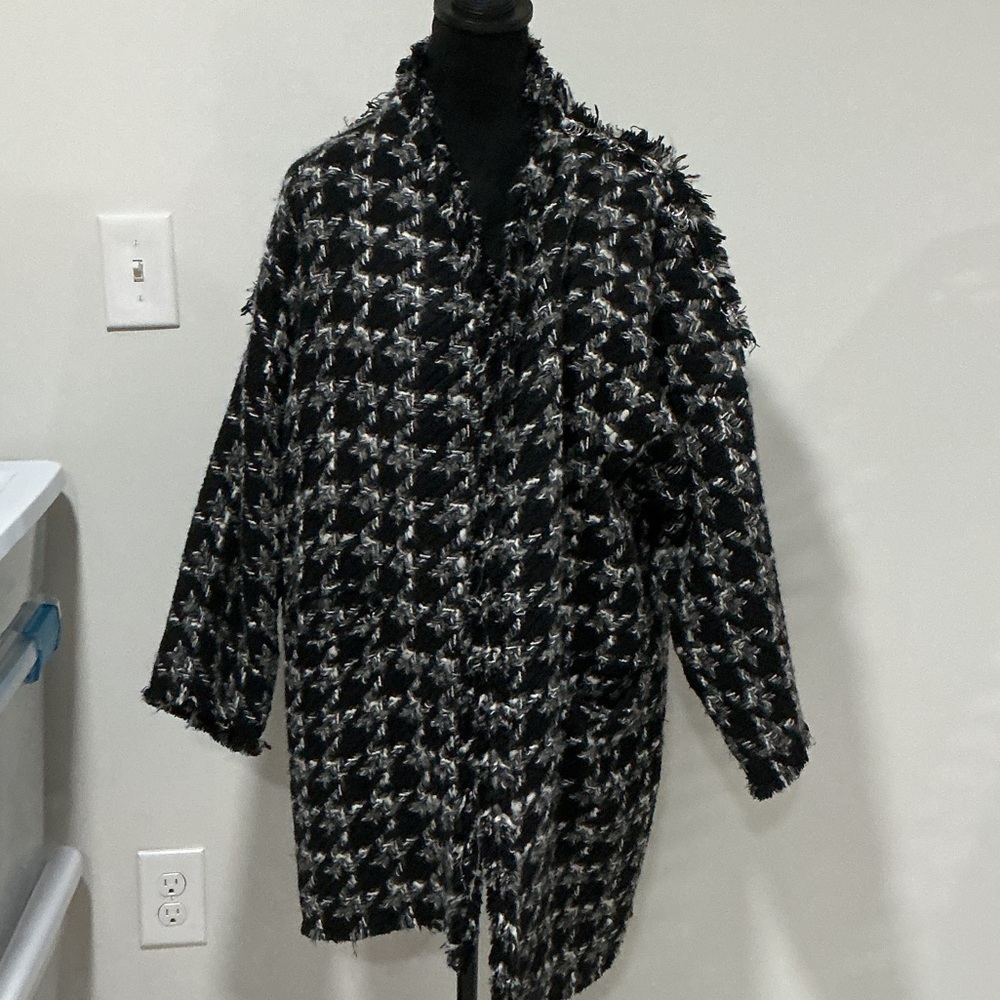 IRO Black and White Textured Houndstooth Jacket